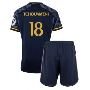 Real Madrid Aurelien Tchouameni #18 Replika Babytøj Udebanesæt Børn 2023-24 Kortærmet (+ Korte bukser)